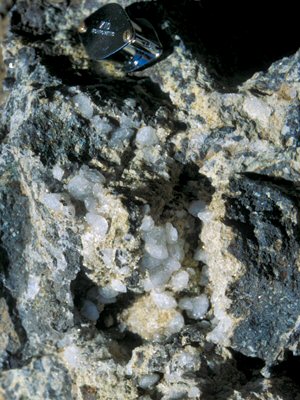 image: Black Mountain Quarry, Belfast, Co.Antrim, May 1997: phacolite (variety of chabazite).